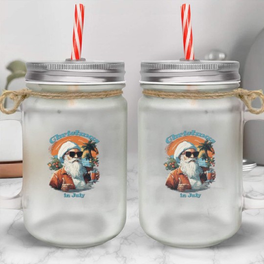 Beachside Santa | "Christmas in July" Festive Mason Jar Cups