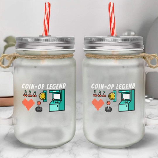 Coin Op Legend Arcade Gaming 80s Retro Gamer Mason Jar Cups