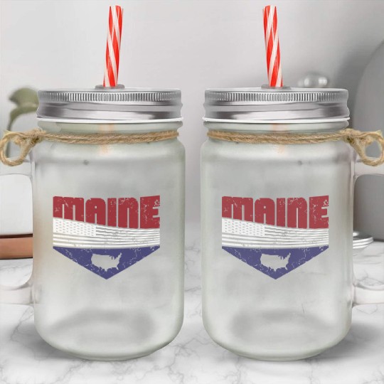 Retro Vintage Maine Usa Mason Jar Cups