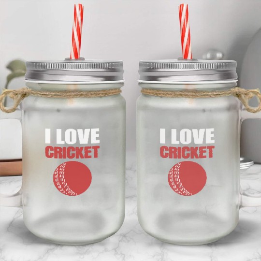 I Love Cricket Sport Coach Gift Mason Jar Cups