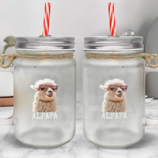 Alpaca Papa Alpapa Lama Dad Alpaca Fathers Day Mason Jar Cups