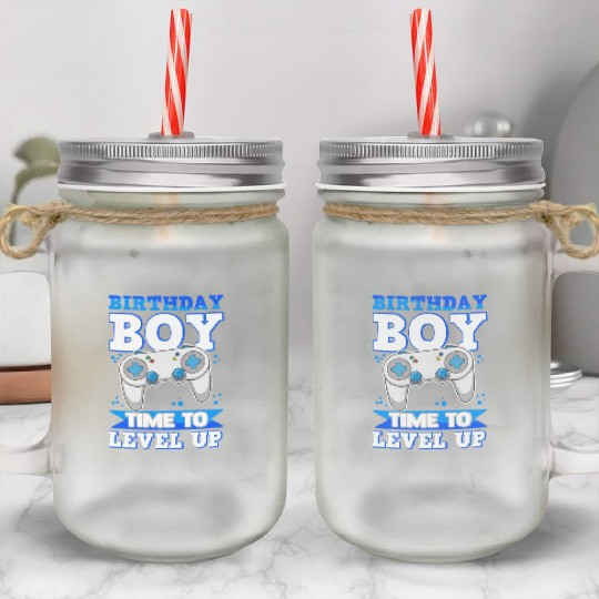 Gaming Gamer Video Games Birthday Boy Mason Jar Cups