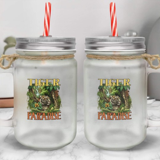 Tiger Paradise Jungle for a Tiger lovers Mason Jar Cups