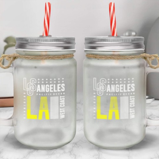 Los Angeles LA West Coast Mason Jar Cups