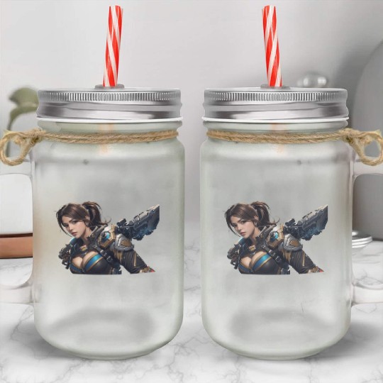 Sexy female gamer chick Mason Jar Cups