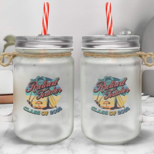 Vintage Retirement Retired Teacher Class Of 2023 Mason Jar Cups