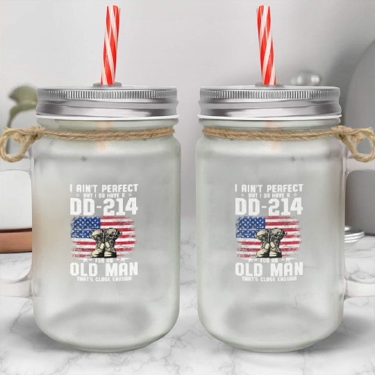 US Army DD-214 American Flag Mason Jar Cups