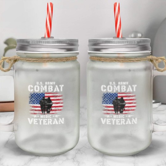 US Army Combat Medic Veteran Mason Jar Cups