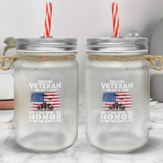 US Army Veteran American Veteran Flag Mason Jar Cups