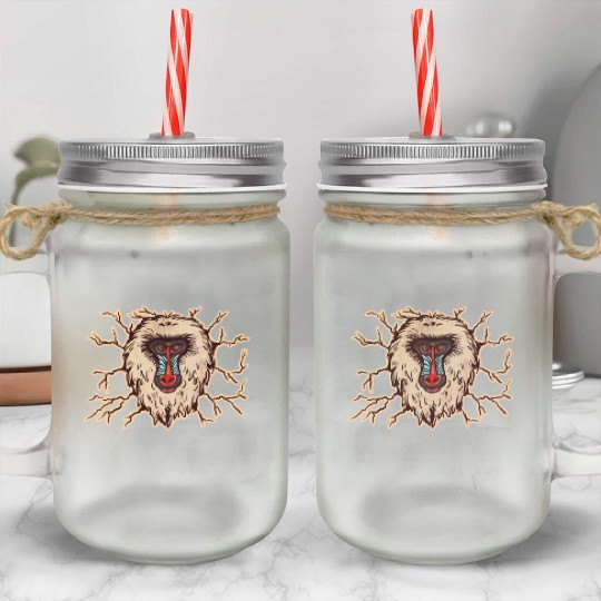 Baboon Monkey Face Mason Jar Cups
