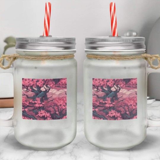 Anime Euphoria: Fantasy Cherry Blossom Dreamscape Mason Jar Cups