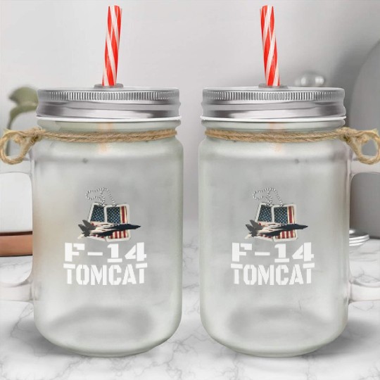 F 14 Tomcat US Flag Mason Jar Cups