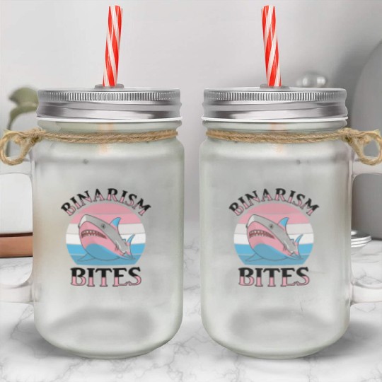 Shark Lover Transgender Pride Flag Trans LGBT Mason Jar Cups