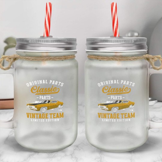 Classic Car Muscle Car Driver Mason Jar Cups