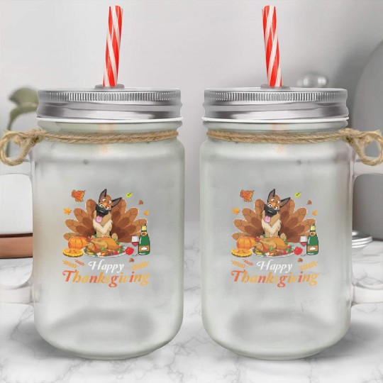King Shepherd Turkey Costume Wine Pie Pumpkin Mason Jar Cups
