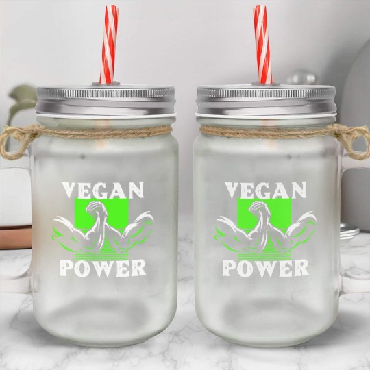 Vegan Power Gym Workout Mason Jar Cups