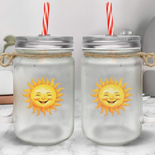 Sun Smiling - Joyful Sunshine Mason Jar Cups