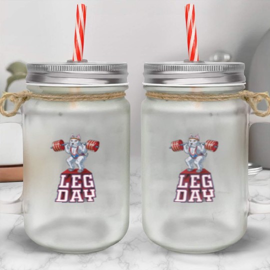 Leg Day Westie Weight Lifting Squat Gym Mason Jar Cups