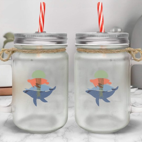 Whale And Their Friends Dolphin Turtle And Mason Jar Cups