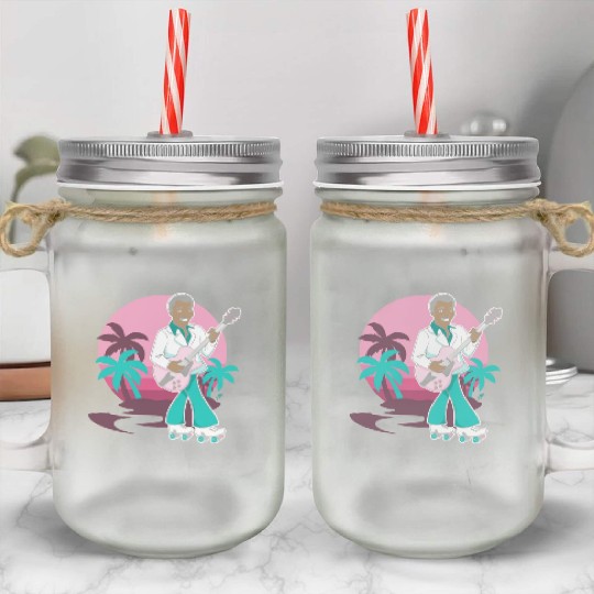 Breezin' on Wheels Retro Cartoon - Malibu Style Mason Jar Cups
