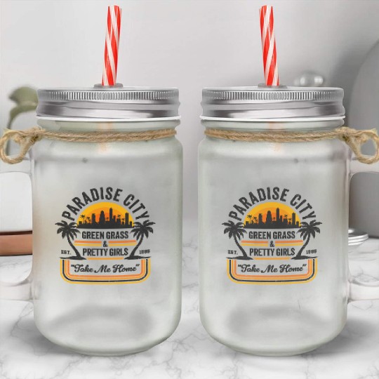 Paradise City: Funny 80's Rock Vibes Mason Jar Cups