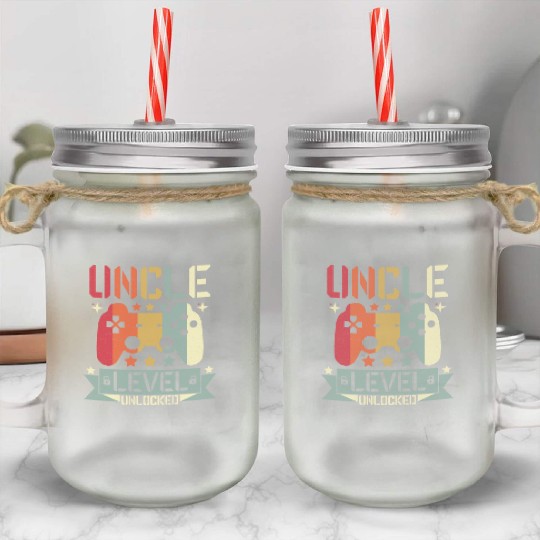 UNCLE LEVEL UNLOCKED Mason Jar Cups