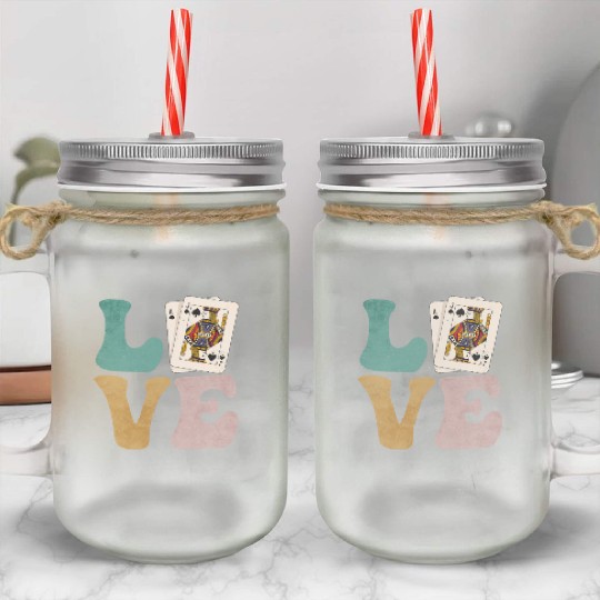 Blackjack Gambling Cards Mason Jar Cups