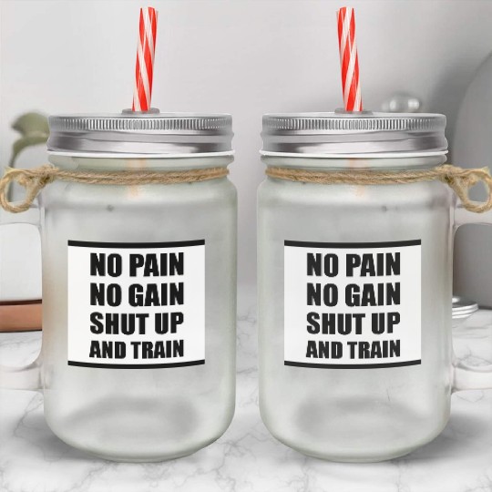 Poster NO PAIN NO GAIN Square Mason Jar Cups