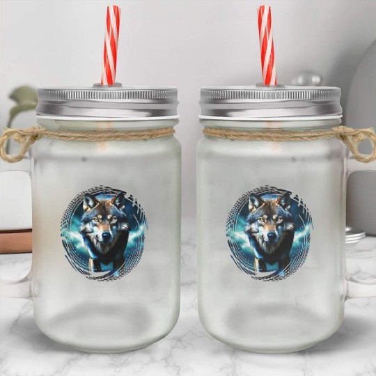The Midnight Wolf Mason Jar Cups