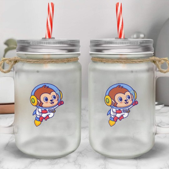 Flying Monkey Astronaut Mason Jar Cups