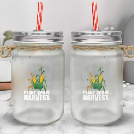 Corn Farmer Plant Grow Harvest Mason Jar Cups