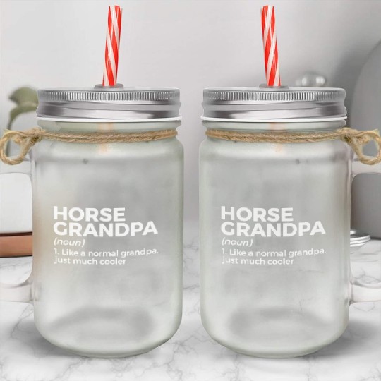 womens horse grandpa definition horse lover v neck Mason Jar Cups