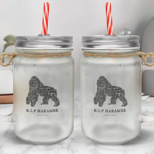 R.I.P Harambe Mason Jar Cups