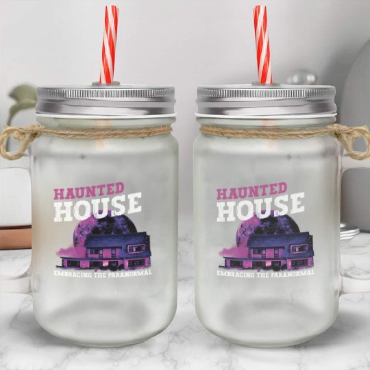 Horror Paranormal Haunted House Spooky Halloween Mason Jar Cups