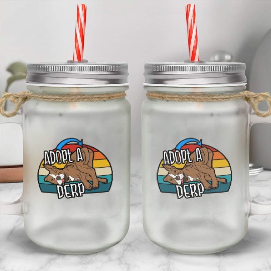 Pit Bull Lover Adopt A Derp Dog Rescue Mason Jar Cups