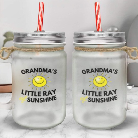 Grandma's Little Ray Of Sunshine Cute Baby Mason Jar Cups