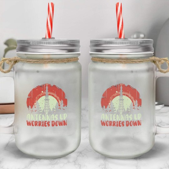 Ham Radio Operator Morse Code Radioactivity Mason Jar Cups