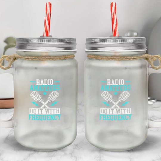 Ham Radio Operator Morse Code Radioactivity Mason Jar Cups