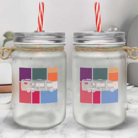Vintage Camper – Retro Road Trip Mason Jar Cups
