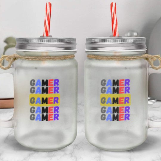 Distressed Retro Gamer Mason Jar Cups