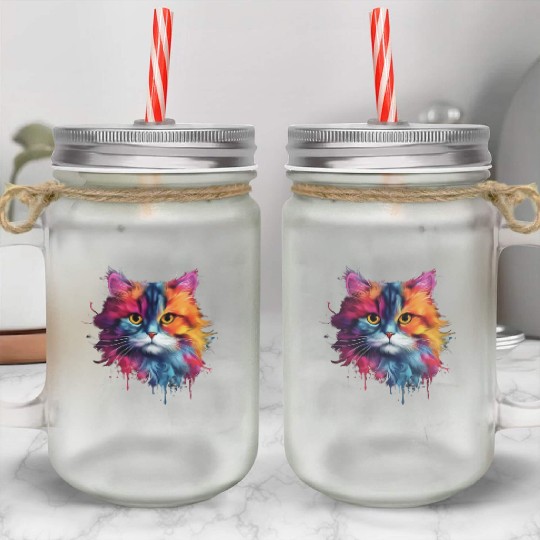 Persian Cat Living Atmosphere Mason Jar Cups
