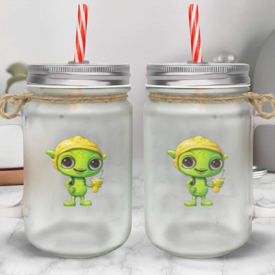Refreshing Alien Lemonade: Green & Yellow Blend Mason Jar Cups