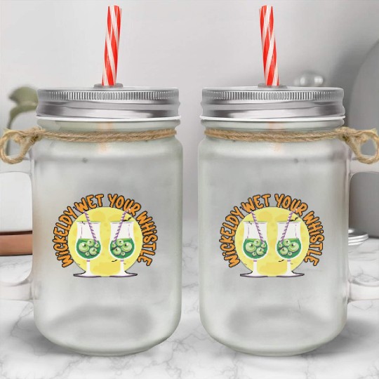 Wickedly Wet Your Whistle Bartender Halloween Mason Jar Cups