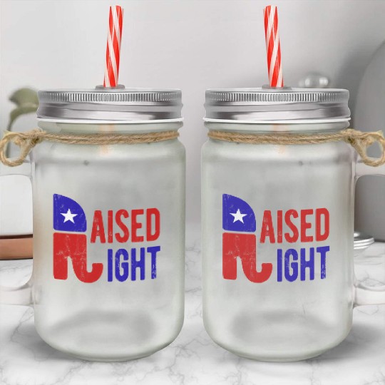 Raised Right Proud Republican Elephant Logo Usa Mason Jar Cups
