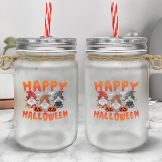 Pumpkin Halloween Gnomes Lazy Creepy Halloween Mason Jar Cups