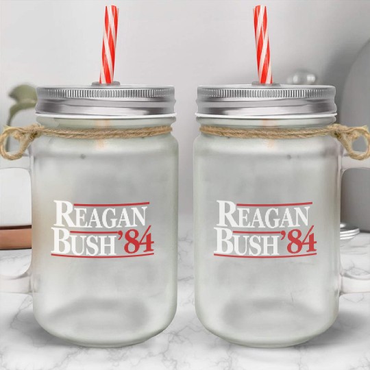 Reagan Bush 1984 V2 Mason Jar Cups