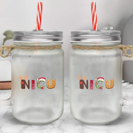 Cute NICU Christmas design Mason Jar Cups