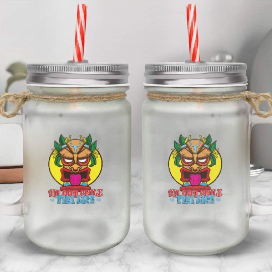 Tiki Mask Hawaiian Decor Luau Party South Pacific Mason Jar Cups