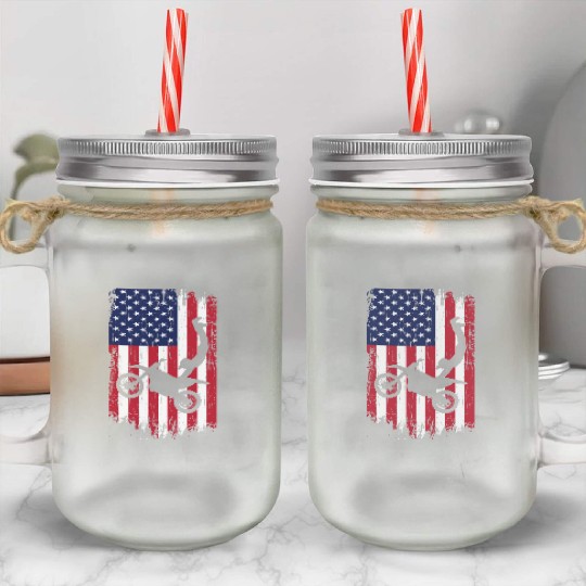 Supercross Freestyle Motocross American Flag Mason Jar Cups