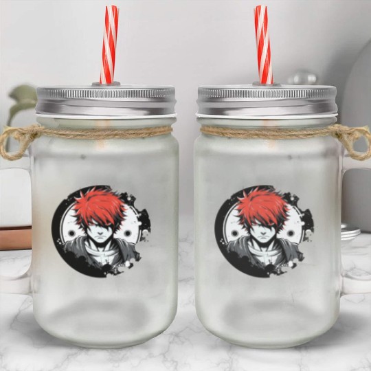 An Anime Boy's Adventure Mason Jar Cups